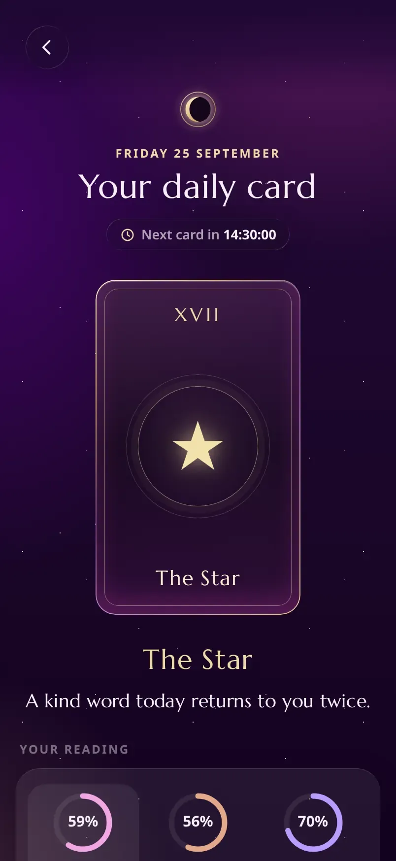 The Star, revealed as today's tarot card